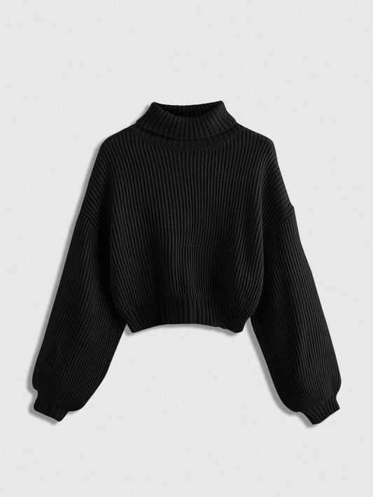 Lightweight Ribbed Knit Cropped Jumper