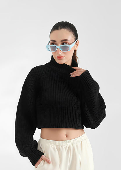 Lightweight Ribbed Knit Cropped Jumper