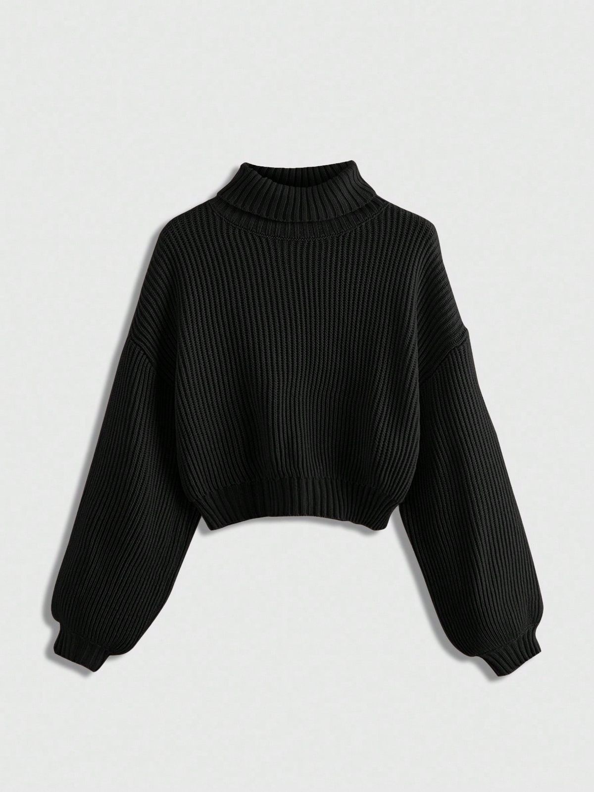 Lightweight Ribbed Knit Cropped Jumper