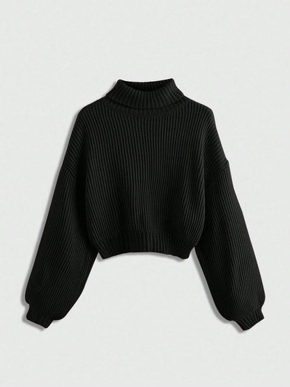Lightweight Ribbed Knit Cropped Jumper