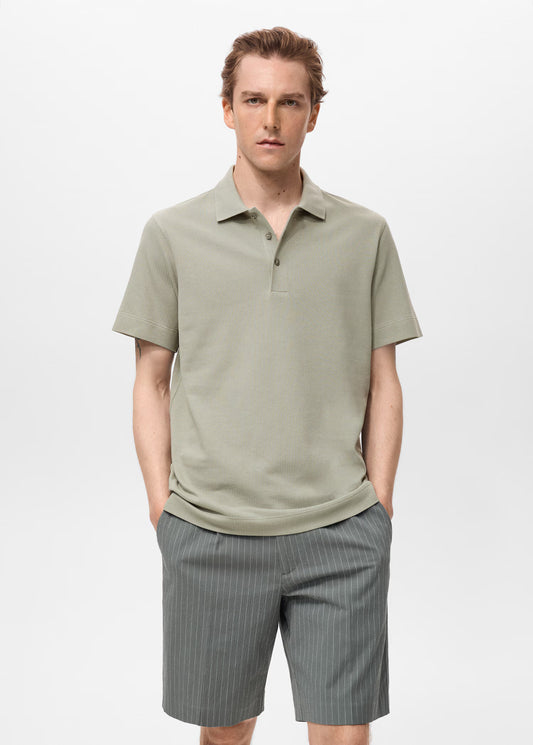 FINE RIB-KNIT POLO SHIRT